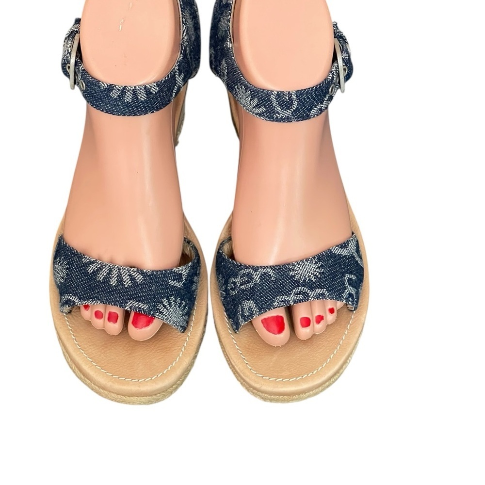 Ugg Atasha Monogram Denim Wedge Sandals size 8 - Picture 2 of 13